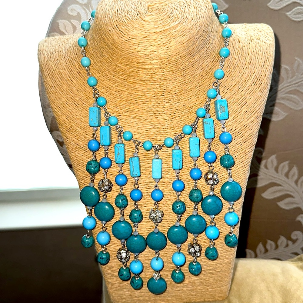 Chicos turquoise colored statement necklace adjustable very beautiful piece - Picture 4 of 16